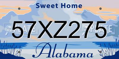 57XZ275 Alabama License Plate