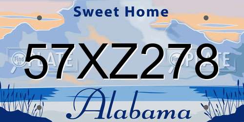 57XZ278 Alabama License Plate