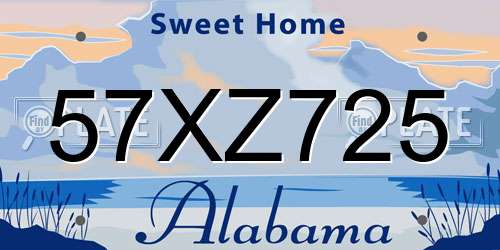57XZ725 Alabama License Plate