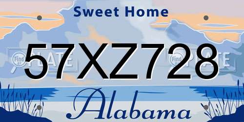 57XZ728 Alabama License Plate