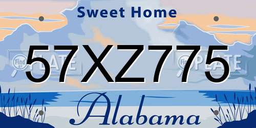 57XZ775 Alabama License Plate