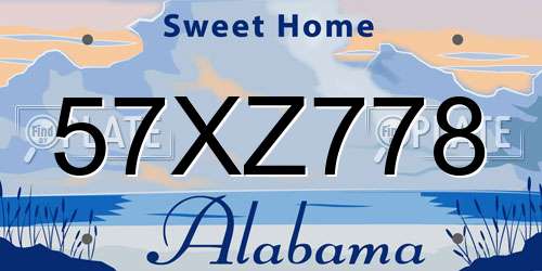 57XZ778 Alabama License Plate
