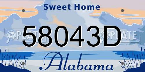 58043D Alabama License Plate