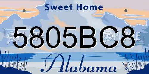 5805BC8 Alabama License Plate