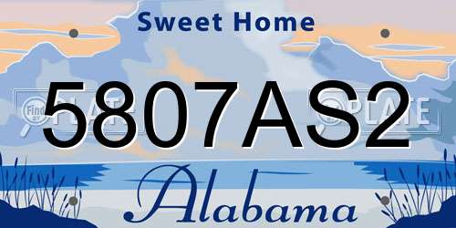 5807AS2 Alabama License Plate
