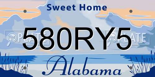 580RY5 Alabama License Plate