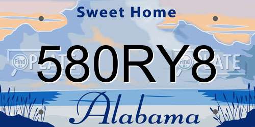 580RY8 Alabama License Plate