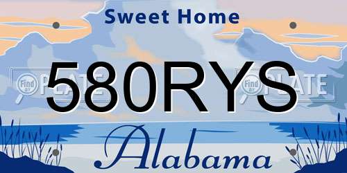 580RYS Alabama License Plate
