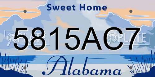 5815AC7 Alabama License Plate