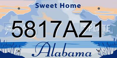 5817AZ1 Alabama License Plate