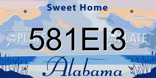 581EI3 Alabama License Plate
