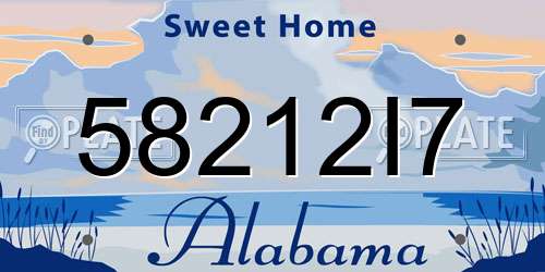 58212I7 Alabama License Plate