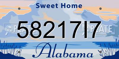 58217I7 Alabama License Plate