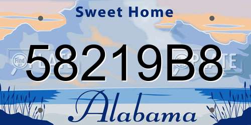58219B8 Alabama License Plate