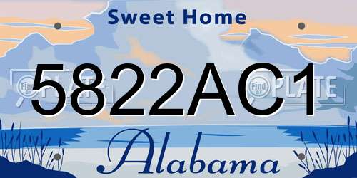 5822AC1 Alabama License Plate