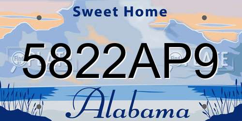 5822AP9 Alabama License Plate