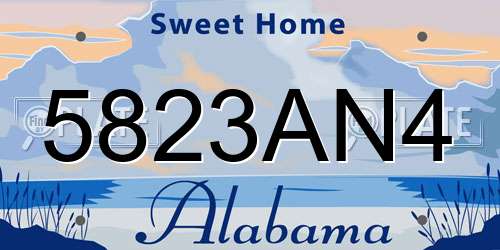 5823AN4 Alabama License Plate