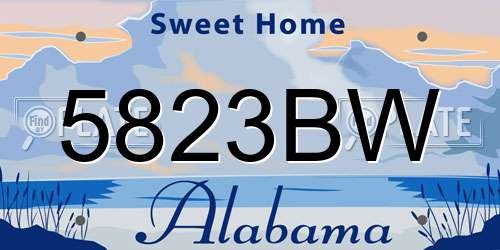 5823BW Alabama License Plate