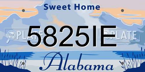 5825IE Alabama License Plate