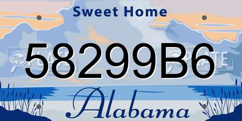 58299B6 Alabama License Plate