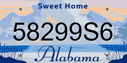 58299S6 Alabama License Plate