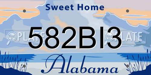 582BI3 Alabama License Plate