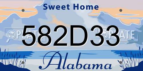582D33 Alabama License Plate