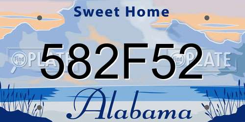 582F52 Alabama License Plate