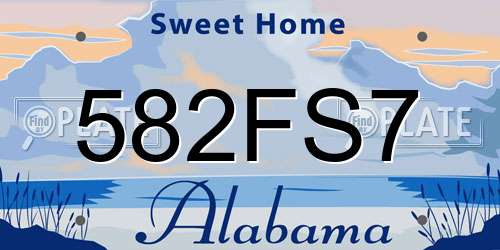 582FS7 Alabama License Plate