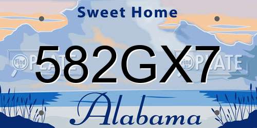 582GX7 Alabama License Plate