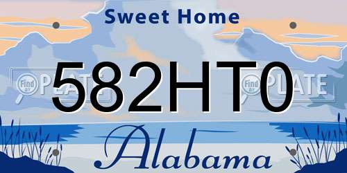 582HT0 Alabama License Plate