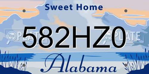 582HZ0 Alabama License Plate