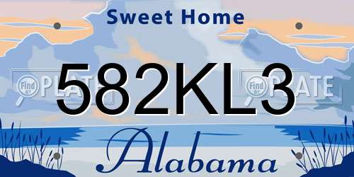 582KL3 Alabama License Plate