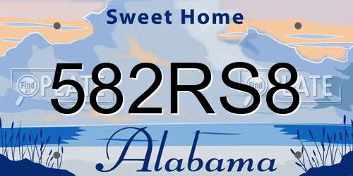 582RS8 Alabama License Plate