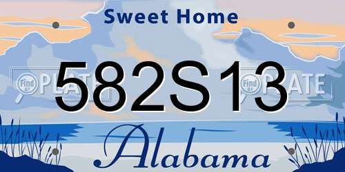 582S13 Alabama License Plate