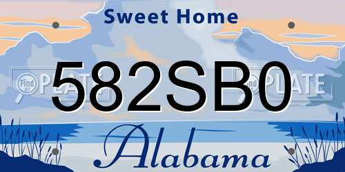582SB0 Alabama License Plate