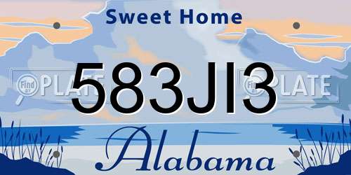 583JI3 Alabama License Plate