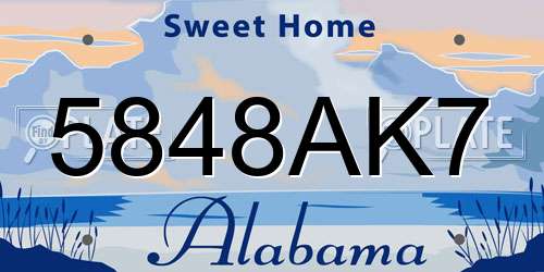 5848AK7 Alabama License Plate