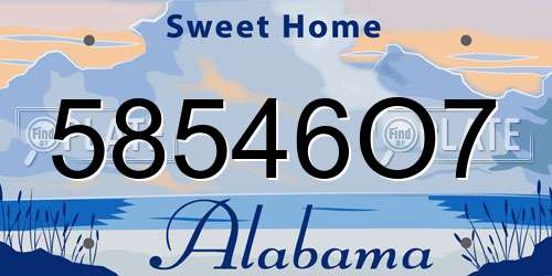 58546O7 Alabama License Plate