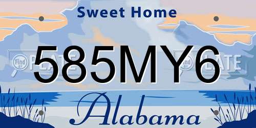 585MY6 Alabama License Plate