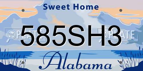 585SH3 Alabama License Plate