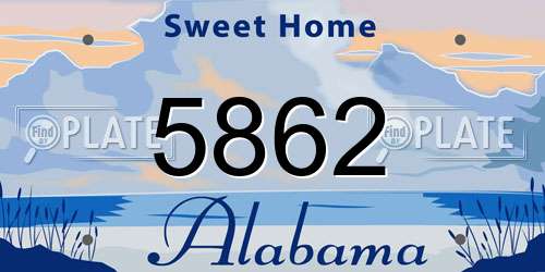 5862 Alabama License Plate