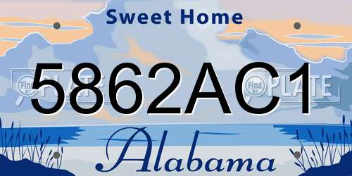 5862AC1 Alabama License Plate