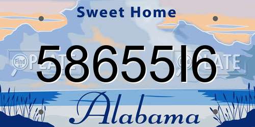 58655I6 Alabama License Plate