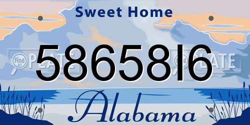 58658I6 Alabama License Plate