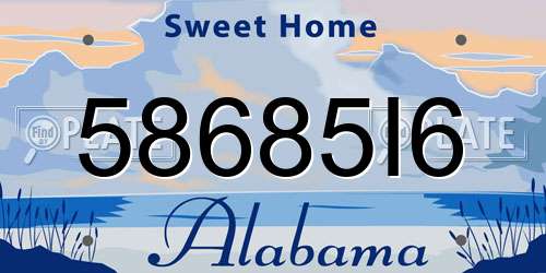 58685I6 Alabama License Plate