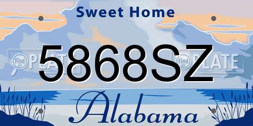 5868SZ Alabama License Plate
