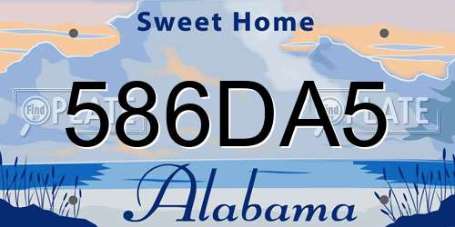 586DA5 Alabama License Plate