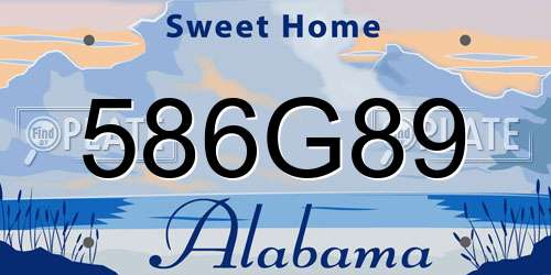 586G89 Alabama License Plate