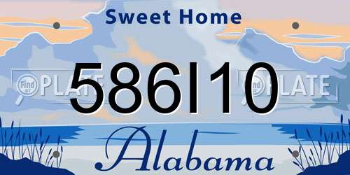 586I10 Alabama License Plate